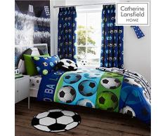 Catherine Lansfield Stoff mit Fußball-Design, für Kinder, blau, Einzelbett