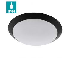 EGLO LED Außen-Deckenlampe Pilone, 1 flammige Außenleuchte für Wand und Decke, Deckenleuchte aus Stahl und Kunststoff, Farbe: Schwarz, weiß, IP44