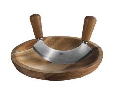 Jamie Oliver Brett Wiegemesser und Schneidebrett aus Hochwertigem Akazienholz, Holz/Edelstahl, 24 x 24 x 3 cm, 2-Einheiten