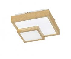 LED Deckenleuchte 1-Flammig 24 Watt Quadratisch In Eiche Holzfarben Wohnzimmer