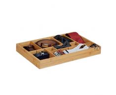 Relaxdays Schubladeneinsatz Bambus H x B x T: ca. 5 x 45 x 32 cm Küchenorganizer, Trennwände Besteckkasten, natur