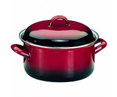 IBILI Kochtopf Volcán mit Deckel 28 cm aus emailliertem Stahl, rot/schwarz, 2-Einheiten