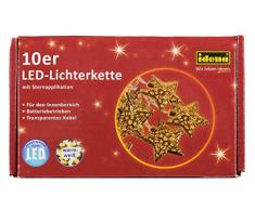 Idena 30110 - Dekolichterkette Stern mit 10 warm weiÃen LED und Timer, ca. 165 cm, Plastik, gold