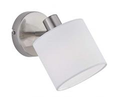 Reality Leuchten Tommy R80331001 Wandspot, Nickel Matt, Stoffschirm Weiß