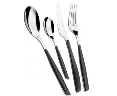 BUGATTI BESTECK 24 STÜCK SET EDELSTAHL 18/10 GLAMOUR RAUCHIG SCHWARZ GRIFF SHADED TRANSPARENT