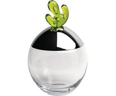 Alessi Big Ovo Keksdose aus Kristallglas, deckel aus Edelstahl und Knop grün bud