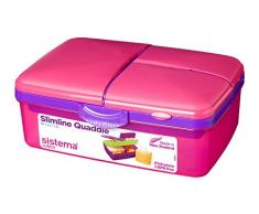 Sistema Lunch Slimline Quaddie Lunchbox mit Flasche, Plastik, pink/violett, 1.5 L