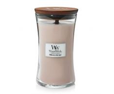 Große WoodWick Duftkerze im Sanduhrglas mit knisterndem Docht, Vanilla & Sea Salt, bis zu 130 Stunden Brenndauer