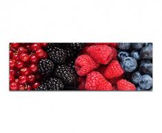 Panoramabild auf Leinwand und Keilrahmen 150x50cm Beeren FrÃ¼chte Sortiment bunt