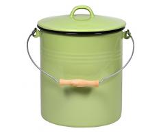Mülleimer Juist mit Deckel emailliert, grün, 10 Liter