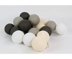 Cotton Ball Lights Taube 20 LED Lichterkette mit USB Anschluss, Baumwolle, weiß - eierschale - hell braun - braun