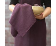 LinenMe, Lara Geschirrtücher aus auberginefarbenem Leinen, 2-teiliges Set 0013301