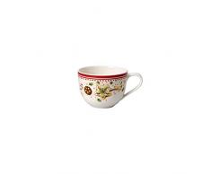 Villeroy & Boch Winter Bakery Delight Kaffeetasse Sternschnuppe, 230 ml, Premium Porzellan, Weiß/Rot