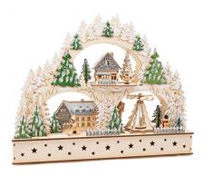 small foot 11384 Lichterbogen Winterdorf, aus Holz, elektrisches Licht mit Musik Beleuchtung, mehrfarbig