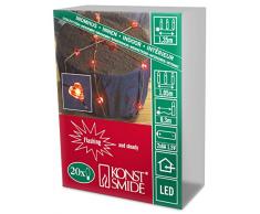 Konstsmide 1267-550 LED Dekolichterkette Herzen / für Innen (IP20) / Batteriebetrieben: 2xAA 1.5V (exkl.) / mit Blinklicht / 20 roten Dioden / flexibler Kupferdraht