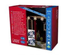 Konstsmide 4439-203 LED Lichtervorhang Acrylschneeflocken 5er Set / für Außen (IP44) / 24V Außentrafo / 60 kalt weiße Dioden / transparentes Kabel