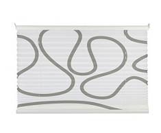 mydeco® 50x130 cm [BxH] mit Muster, weiß / taupe - Plissee Jalousie ohne bohren, Rollo für innen incl. Klemmträger (Klemmfix) - Sonnenschutz, Sichtschutz für Fenster