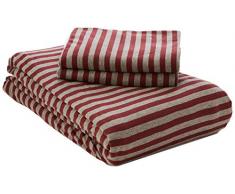 AmazonBasics - Bettwäsche-Set, Jersey, gestreift, 200 x 200 cm / 80 x 80 cm, Dunkelrot