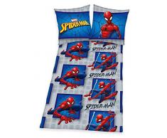 Herding Bettwäsche Spiderman, Kopfkissenbezug ca. 80x80cm, Bettbezug ca.135x200cm, Flanell, mit Knopfleiste