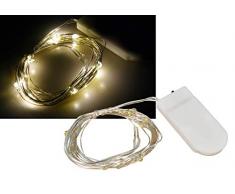 McShine - LED Draht-Lichterkette | Micro | warmweiß, Batteriebetrieb | netzunabhängig | hauchdünne Drähte | ideal für Weihnachtsdeko, Blumensträuße, Kränze und als Tischdekoration (20 LEDs / 2m)