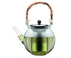 Bodum Assam Teebereiter mit Edelstahlfilter und Henkel, Glas, Bambus/transparent Edelstahl, 16.4 cm