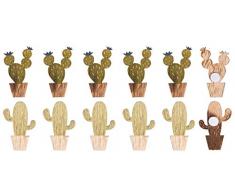 Rayher 46394000 Holz-Streuteile Kakteen mit Klebepunkt, 2,8x 4,3-4,5cm, SB-Btl 12 Stück