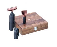 WMF Baric Sommelier Weinset, 3-teilig, Korkenzieher, Folienschneider, Flaschenverschluss, in Walnussholzbox, kupfer