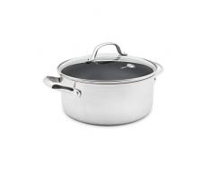 GreenPan Venice Pro Kochtopf mit Keramik Beschichtung inkl. Deckel, Edelstahl, Induktion, 24 cm, 4.9 L, Silber,