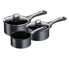 Tefal Expertise 3-teiliges Set: Milchtopf 16 cm, 18/20 cm Töpfe mit Deckel, Aluminium, schwarz, 39,5 x 28,5 x 26,5 cm
