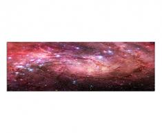 Panoramabild auf Leinwand und Keilrahmen 150x50cm Weltraum Galaxie Sterne Planeten