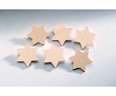 Glorex Holzstern, Holz, Natur, 14,4 x 8,5 x 2,4 cm, 6-Einheiten