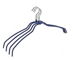 Wenko Formbügel Slim, 4er Set Kleiderbügel, rutschhemmend beschichtet, 41 x 21,5 x 0,5 cm, Silber glänzend