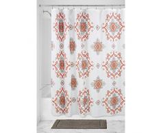 InterDesign Medallion Paisley Duschvorhang | dekorativer Badewannenvorhang in 183,0 cm x 183,0 cm | tolles Duschvorhang Design mit Paisley-Muster| Polyester koralle/taupe