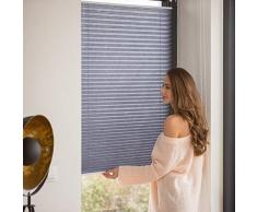 Relaxdays Plissee Rollo ohne Bohren, Klemmfix zum Kleben, Faltrollo lichtdurchlässig, Faltstore grau, BxH: 100 x 130 cm