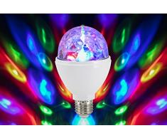 Briloner Leuchten 0528-003 LED Partylicht, Disco Lichteffekte, selbstdrehend, Farbwechsel, Leuchtmittel, LED Birne 3 W, für alle Lampen mit E27 Fassung, Kunststoff, 8 x 8 x 13 cm