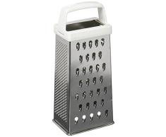 Fackelmann Vierkantreibe, Gemüsehobel, Gurkenschneider mit praktischem Griff (Farbe: Silber/Weiß), Menge: 1 Stück