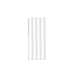 Leonardo 020855 Glas Strohhalme Ciao, 4-er Set, Länge 20 cm, wiederverwendbar, inkl. Bürste zur Reinigung transparent