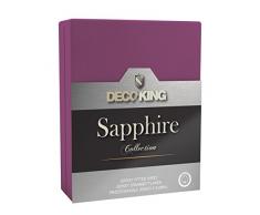 DecoKing 20098 Wasserbett Spannbettlaken 180 x 200 - 200 x 220 cm Jersey Baumwolle Spannbetttuch Sapphire Collection, lila