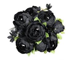 Luyue Vintage Künstliche Pfingstrose Seidenblumen Bouquet Home Hochzeit Dekoration, Schwarz, 53 cm