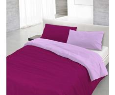 Italian Bed Linen Natural Color Doubleface Bettbezug, 100% Baumwolle, Lila/Pflaume, kleine Doppelte