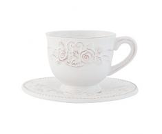Clayre & Eef TCRKS Kaffeetasse mit Untertasse Ø 15 * 9 cm / 0,15 L