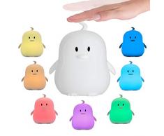 Pauleen 48042 Good Night Penguin Nachtlicht Pinguin für Kinder mit Akku LED Kinderzimmerlampe mit Farbwechsel aus BPA-freiem Silikon, Weiß