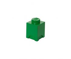LEGO Aufbewahrungsstein, 1 Noppe, stapelbare Aufbewahrungsbox, 1,2 l, grün (dunkelgrün)