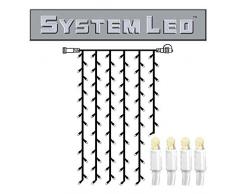 Best Season System LEDCurtain-Extra, 102-teilig, circa 1 x 2 m, outdoor, Vierfarb-Karton, Birnchen warm weiß, Kabel weiß 466-56