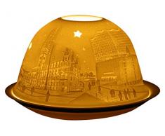 Himmlische Düfte Geschenkartikel GmbH Hamburg City mit Oper Windlicht, Porzellan, Weiss, 12x12x8 cm
