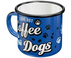 Nostalgic-Art 43212 Pfotenschild-Hot Coffee und Cool Dogs | Retro Emaille-Becher | Vintage Geschenk-Tasse | Outdoor Geschirr