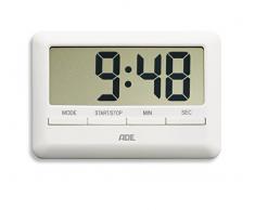 ADE Digitaler Küchentimer TD 1600 (Der flachste Timer der Welt inklusive Uhrzeit, Wecker, Countdown und Stoppuhr, Magnet-Aufhängung, LCD-Display) weiß