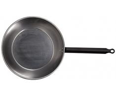 La Valenciana Bratpfanne, poliertes Eisen, flach, 18 cm, einzelner Griffstiel, Schwarz, schwarz, 20 cm