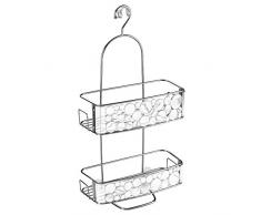InterDesign Bubbli Dusch Caddy zum Hängen | Duschablage ohne Bohren mit 2 Körben und Haken | Badregal für Dusche und Badewanne | Metall silber