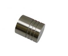 GARDINIA Endknöpfe für Gardinenstangen, 2 x Endstück Zylinder, Serie Chicago, Metall, Edelstahl-Optik, Durchmesser 20 mm